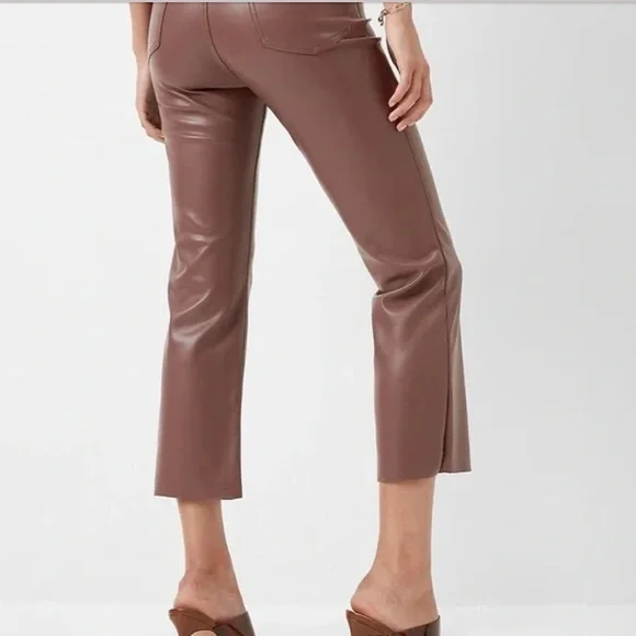Express Cropped Brown Leather Pants - Picture 2 of 2